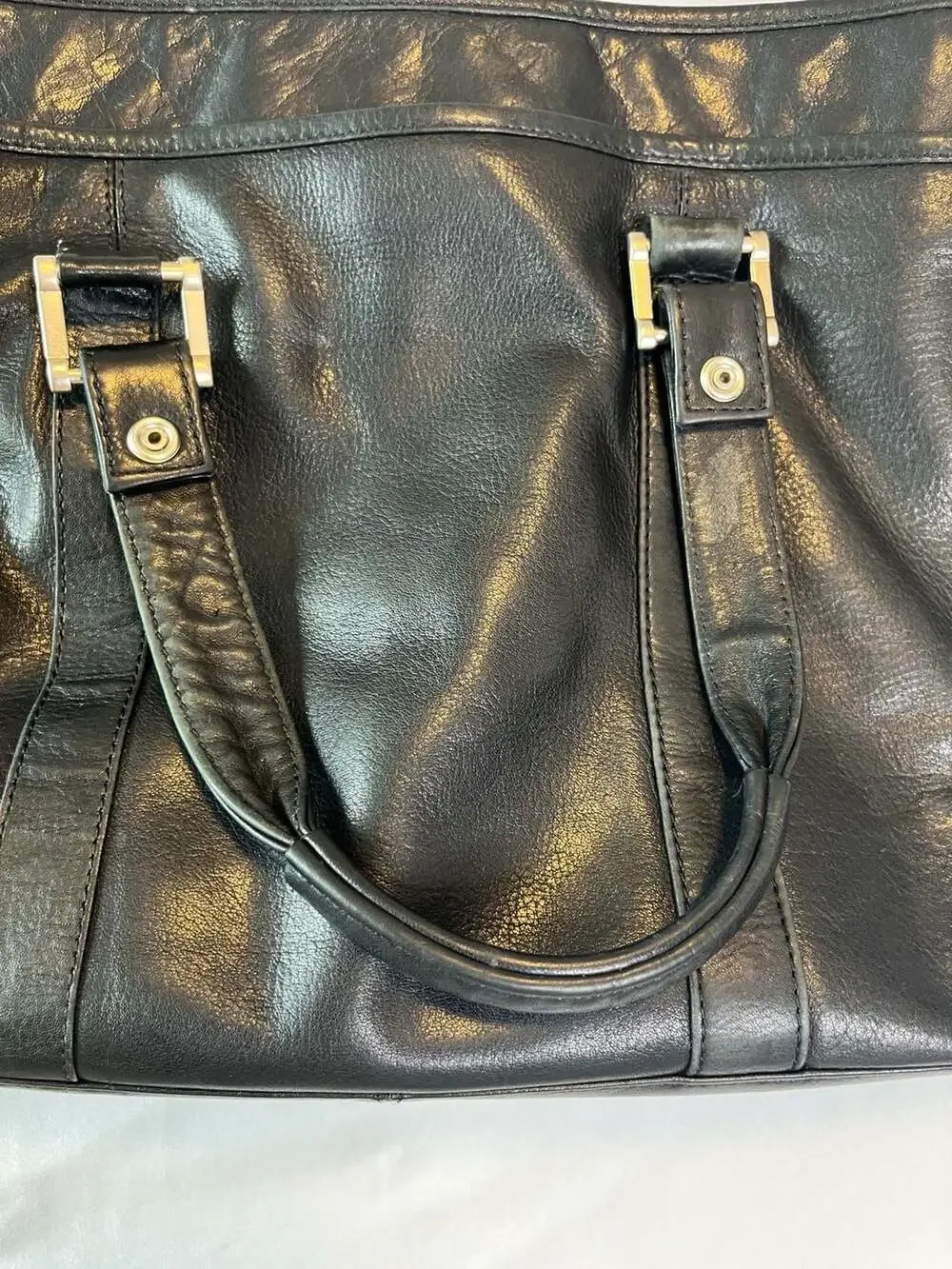 Vintage 80s Bill Blass Black Leather Laptop Messenger or Shoulder Bag